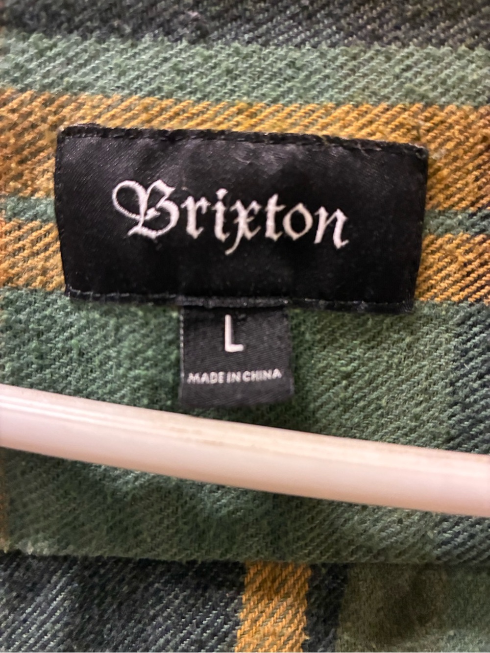 Brixton Green & Mustard Plaid Flannel Shirt Men’s Size Large - Picture 6 of 7